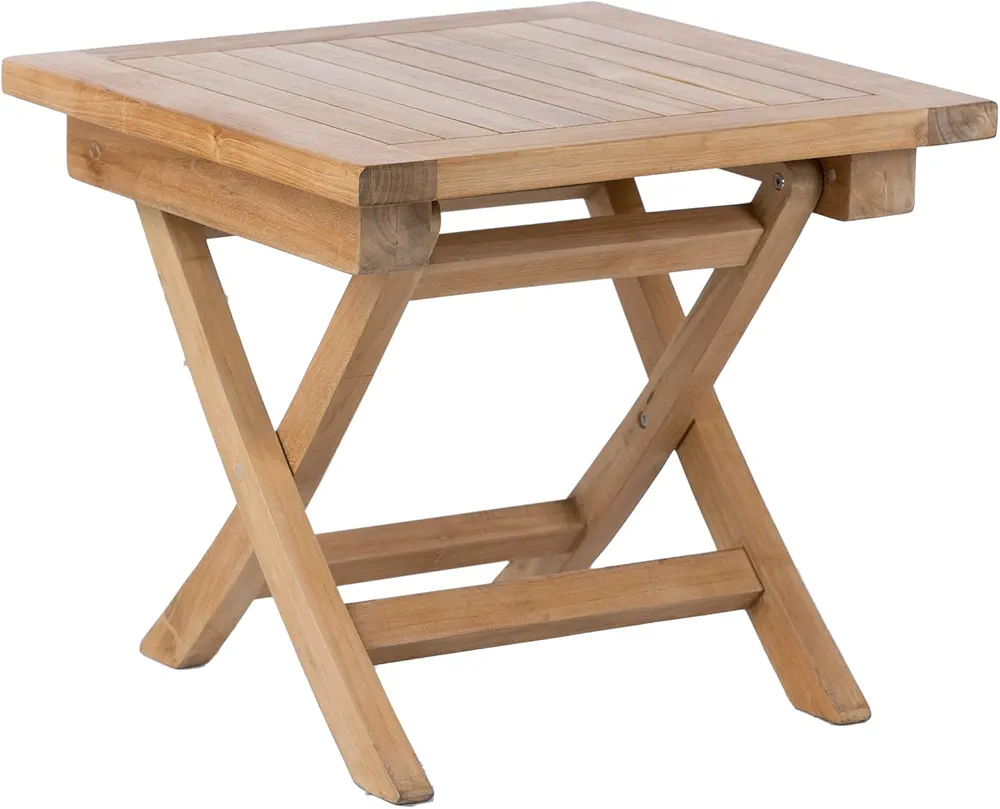 teak outdoor coffee table with Grade A Indonesian teak wood, foldable design, minimalist square shape
